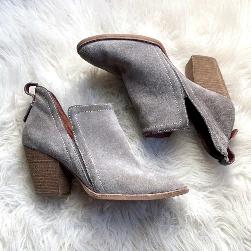 Jeffrey Campbell Rosalee Bootie taupe gray suede